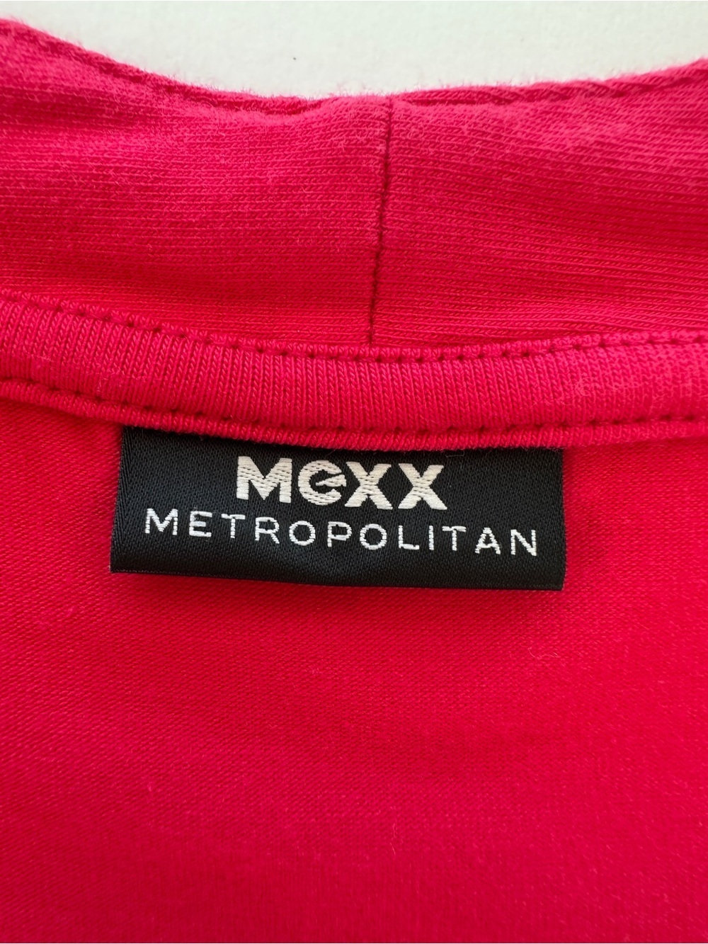 Mexx Bright Pink Square Neck Short Sleeve Top, Stretch Cotton Knit - Picture 5 of 7